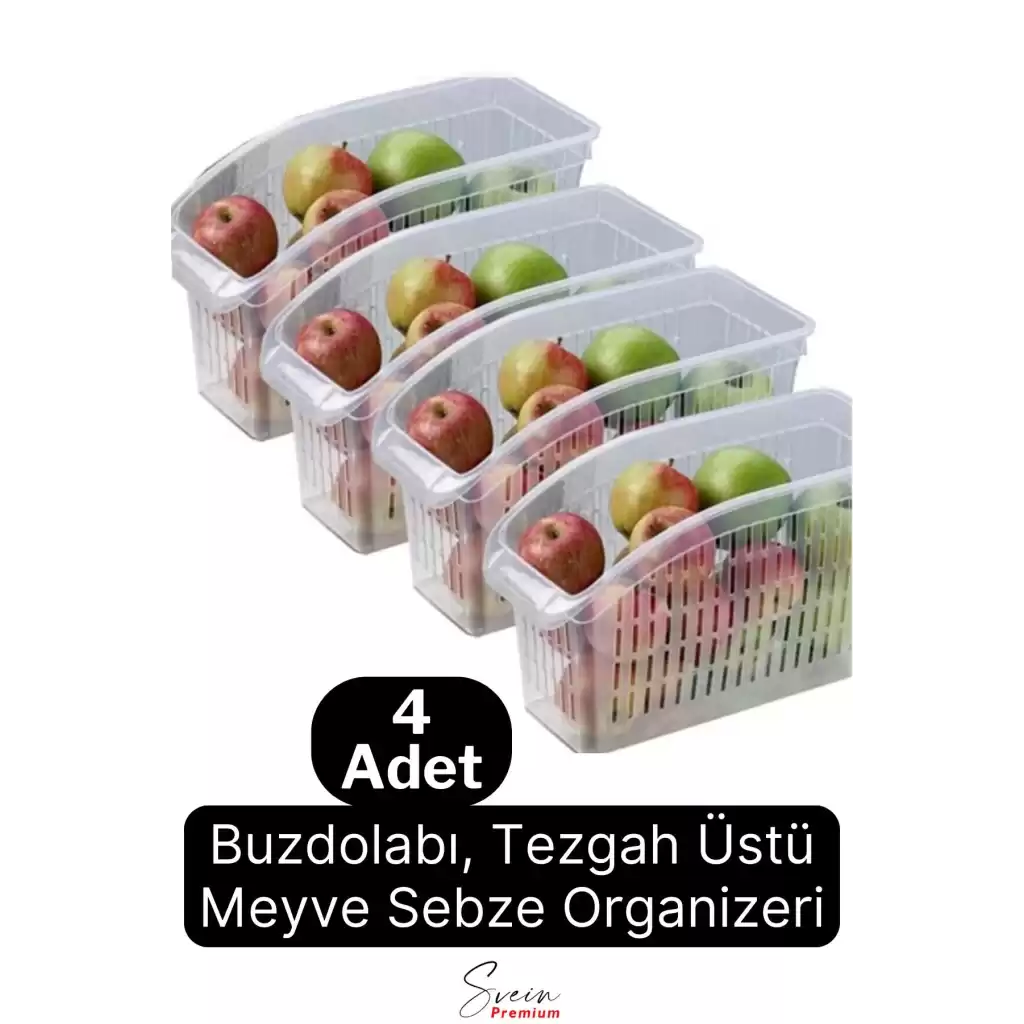 Buzdolabı Sepeti Çok Amaçlı Evye Altı Dolap İçi Meyve Sebze Düzenleyici Sepet Organizer Şeffaf 4lü