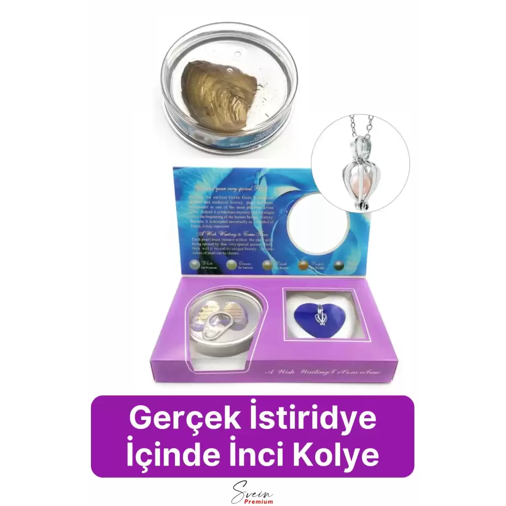 Özel Üretim Kutulu İstiridye İçinde Sevgiliye Anneye Gerçek İnci Kolye Hediye Kadın Aksesuar Seti