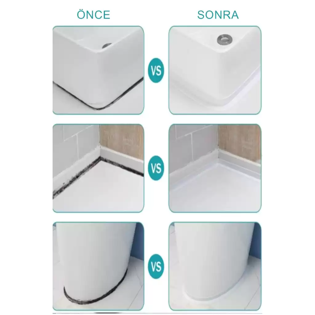 Su Sızdırmaz Geçirmez Lavabo Tezgah Küvet Duş Banyo Mutfak Pencere İzolasyon Şerit Bant 3,2 m x 38mm