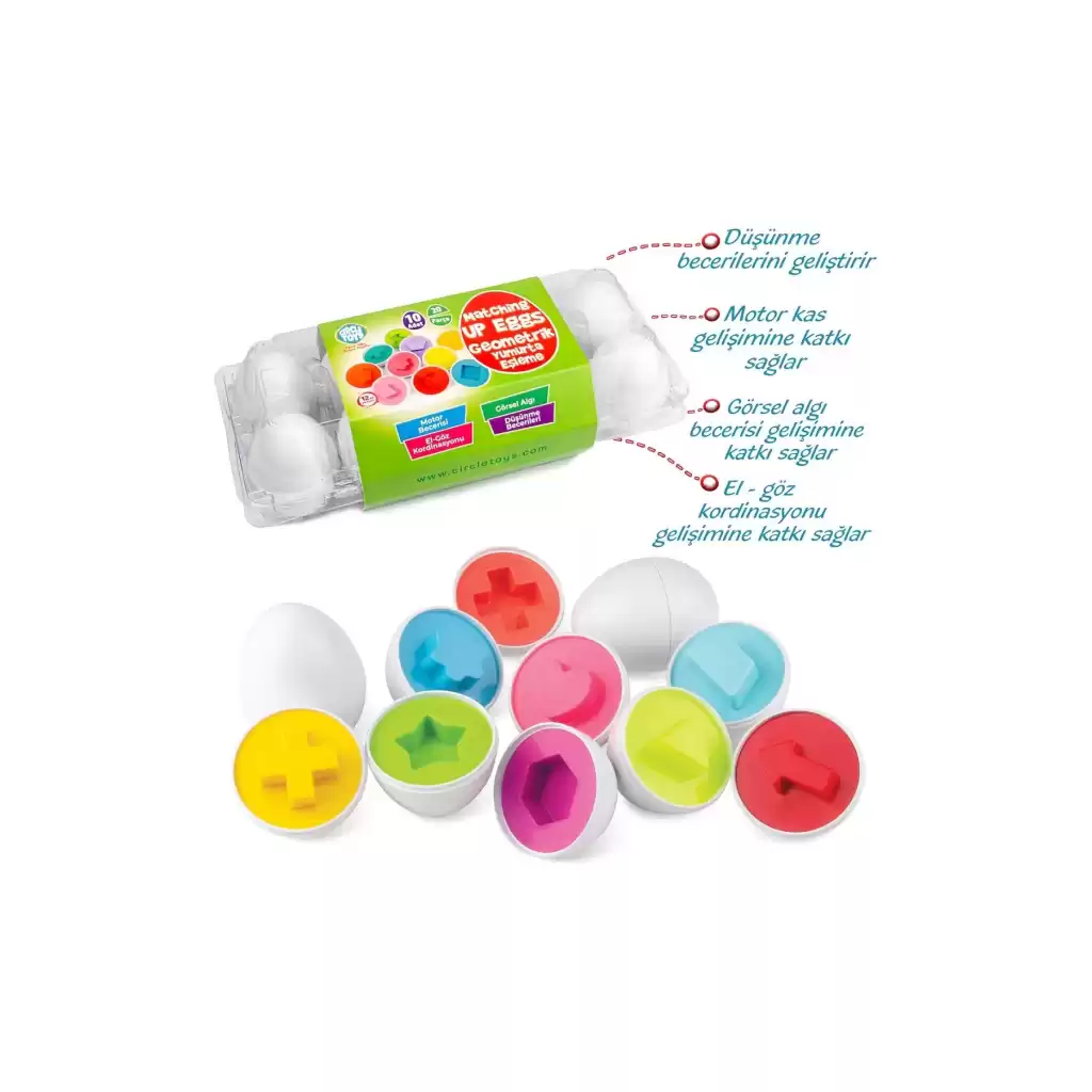 10lu Geometrik Yumurta Eşleme Oyunu Şekilli Eğitici Öğretici Motor Gelişim Görsel Algı Oyuncak Toys