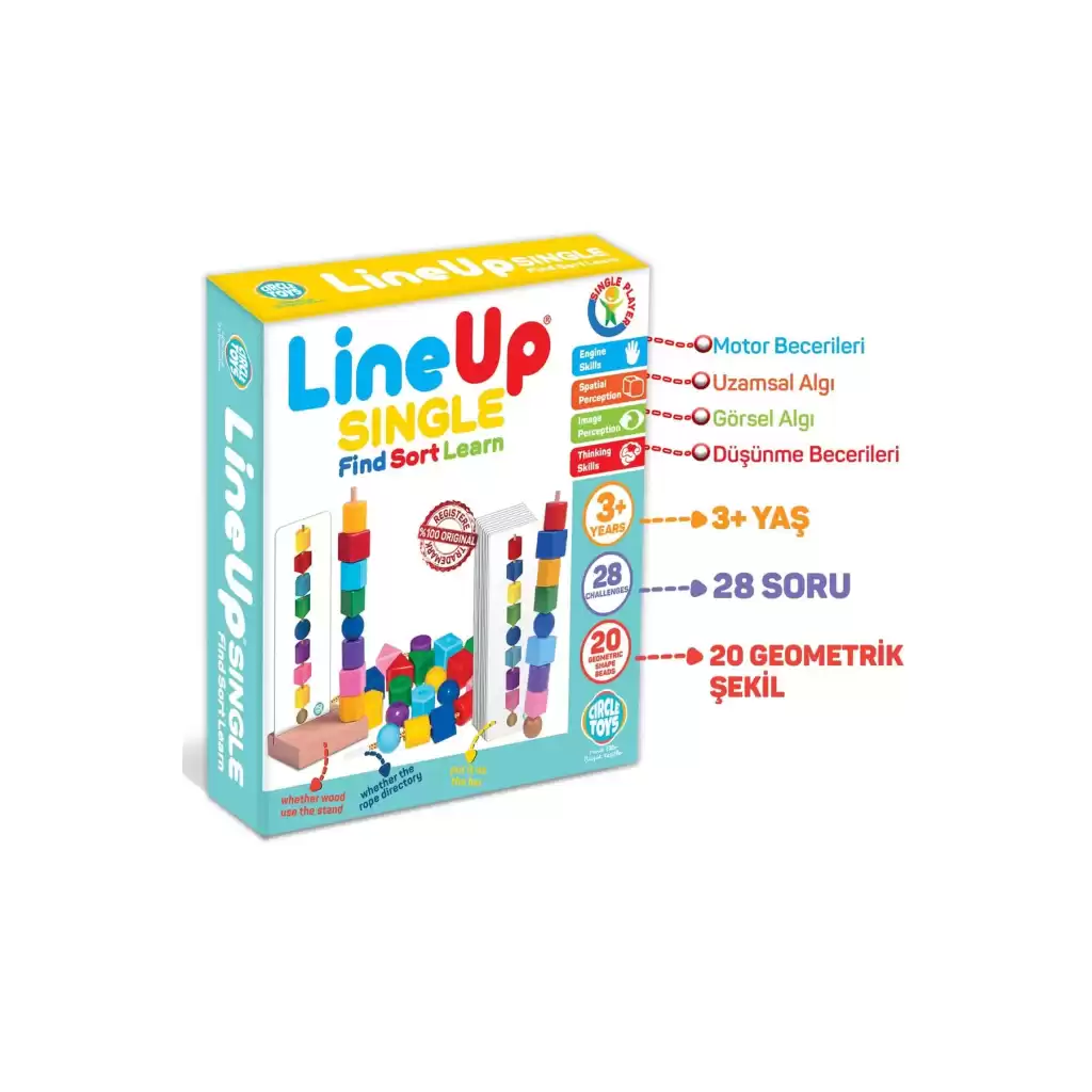 Bul Sırala Öğren Line Up Single Eğitici Zeka Geliştiren Görsel Algı Çocuk Motor Beceri Oyunu