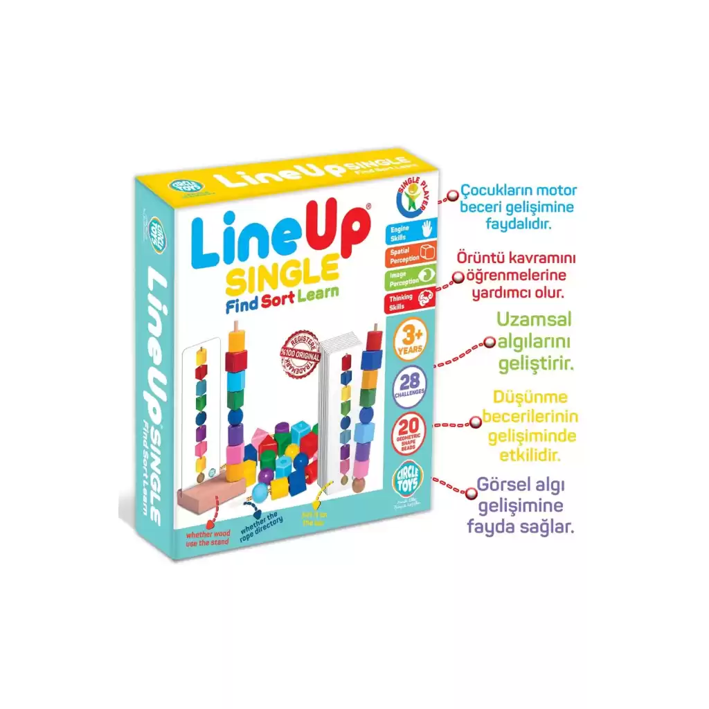 Bul Sırala Öğren Line Up Single Eğitici Zeka Geliştiren Görsel Algı Çocuk Motor Beceri Oyunu