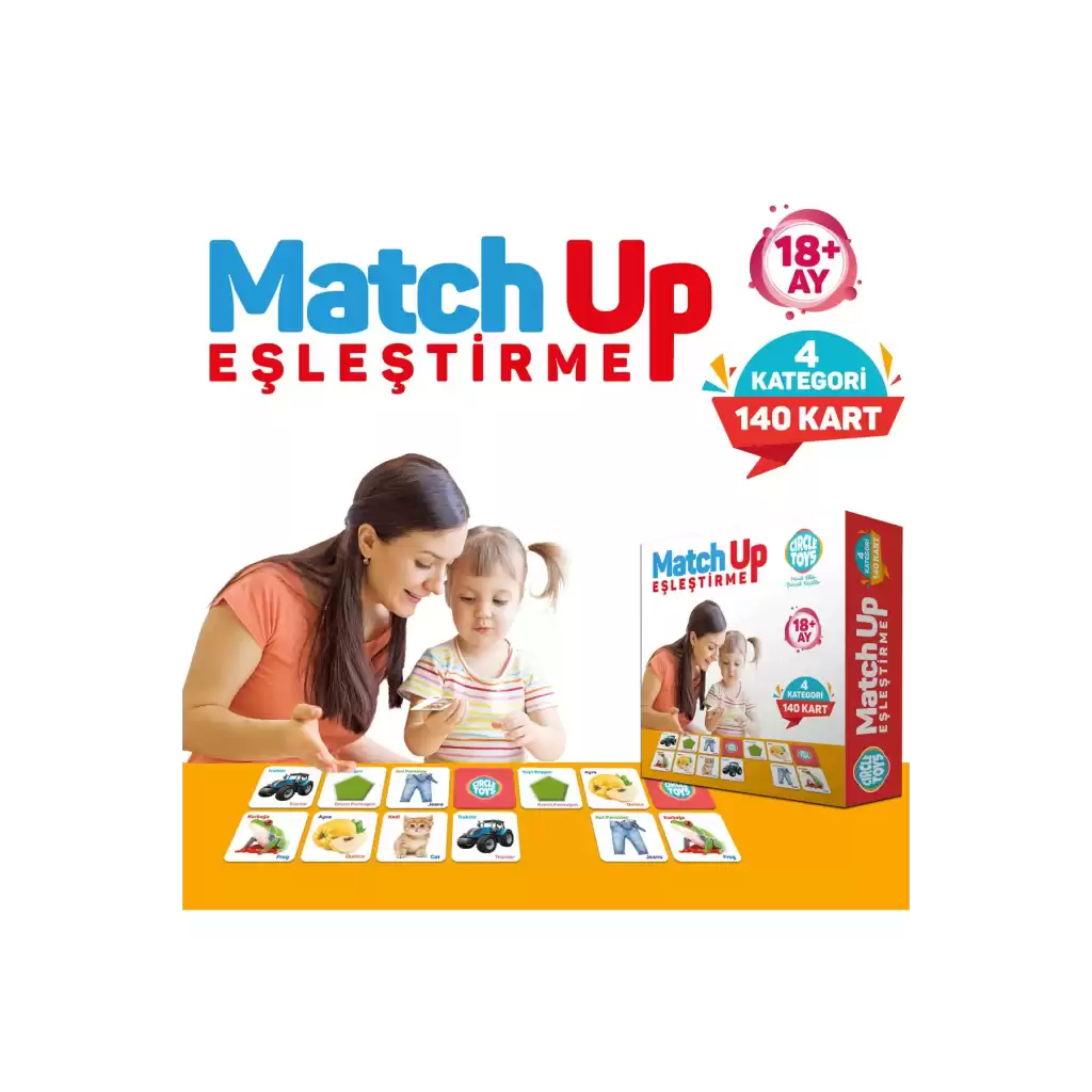 Match Up Eşleştirme Hafıza Gelişimi Görsel Algı Düşünme Becerisi Türkçe ve İngilizce Öğrenme Oyunu