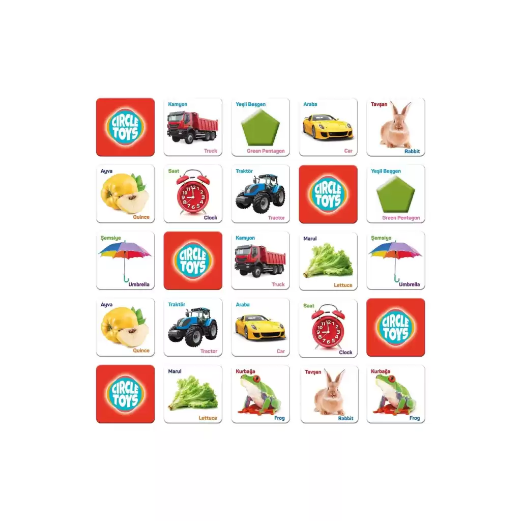 Match Up Eşleştirme Hafıza Gelişimi Görsel Algı Düşünme Becerisi Türkçe ve İngilizce Öğrenme Oyunu