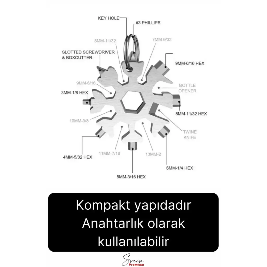 Çok Amaçlı Metal Kar Tanesi Tornavida Seti Taşınabilir Pratik Alyan Takımı 18 in 1 Anahtarlık Açıcı