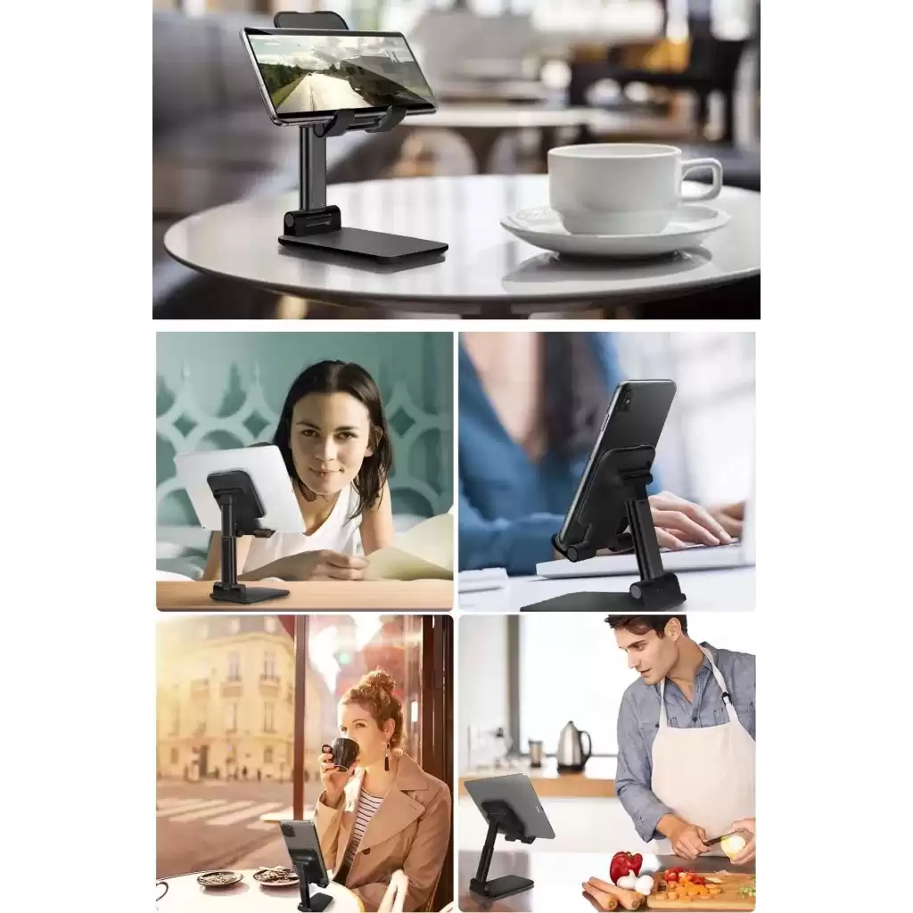 Katlanabilir Masaüstü Tablet ve Telefon Tutucu Stand Uzayabilen Kademeli Katlanır Pratik Portatif