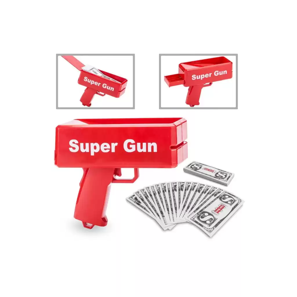 Parti Düğün Nişan Kına Doğum Günü Eğlence Aleti Para Saçma Tabancası Super Money Gun Püskürtme