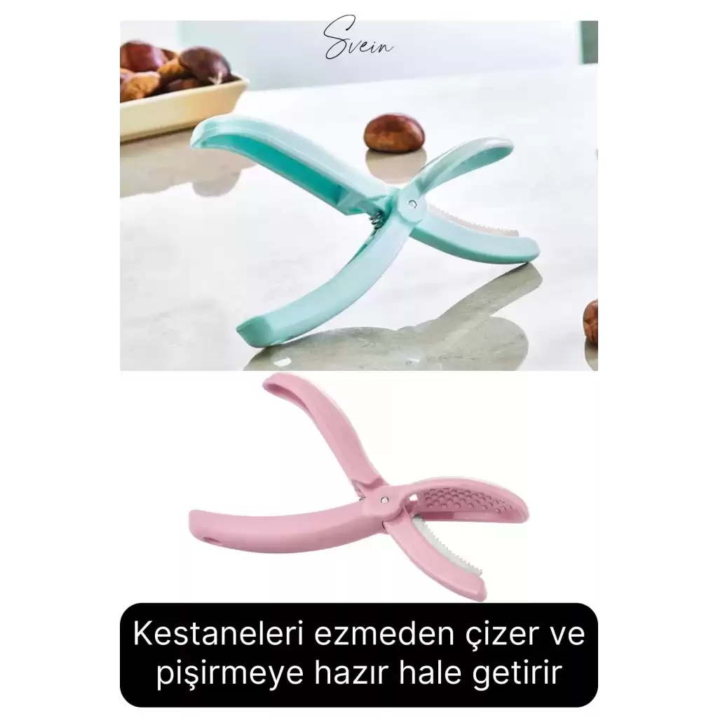 Pratik Kestane Çizici Kesici Metal Bıçaklı Plastik Saplı Kolay Kullanım Mutfak Aleti Chestnut Cutter