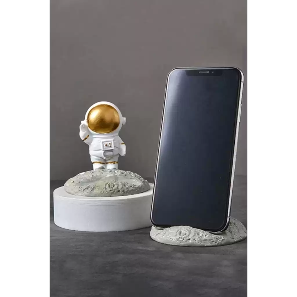 Masaüstü Sevimli Astronot Telefon Tutucu Standı Sağlam Tutunma Sallanmaz Dekoratif Evde Ofiste 1 Ad.