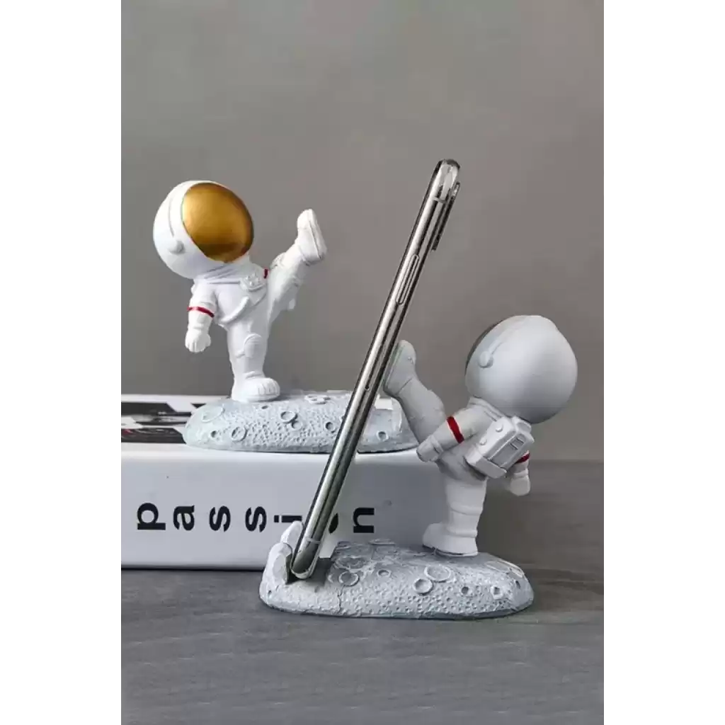 Masaüstü Sevimli Astronot Telefon Tutucu Standı Sağlam Tutunma Sallanmaz Dekoratif Evde Ofiste 1 Ad.
