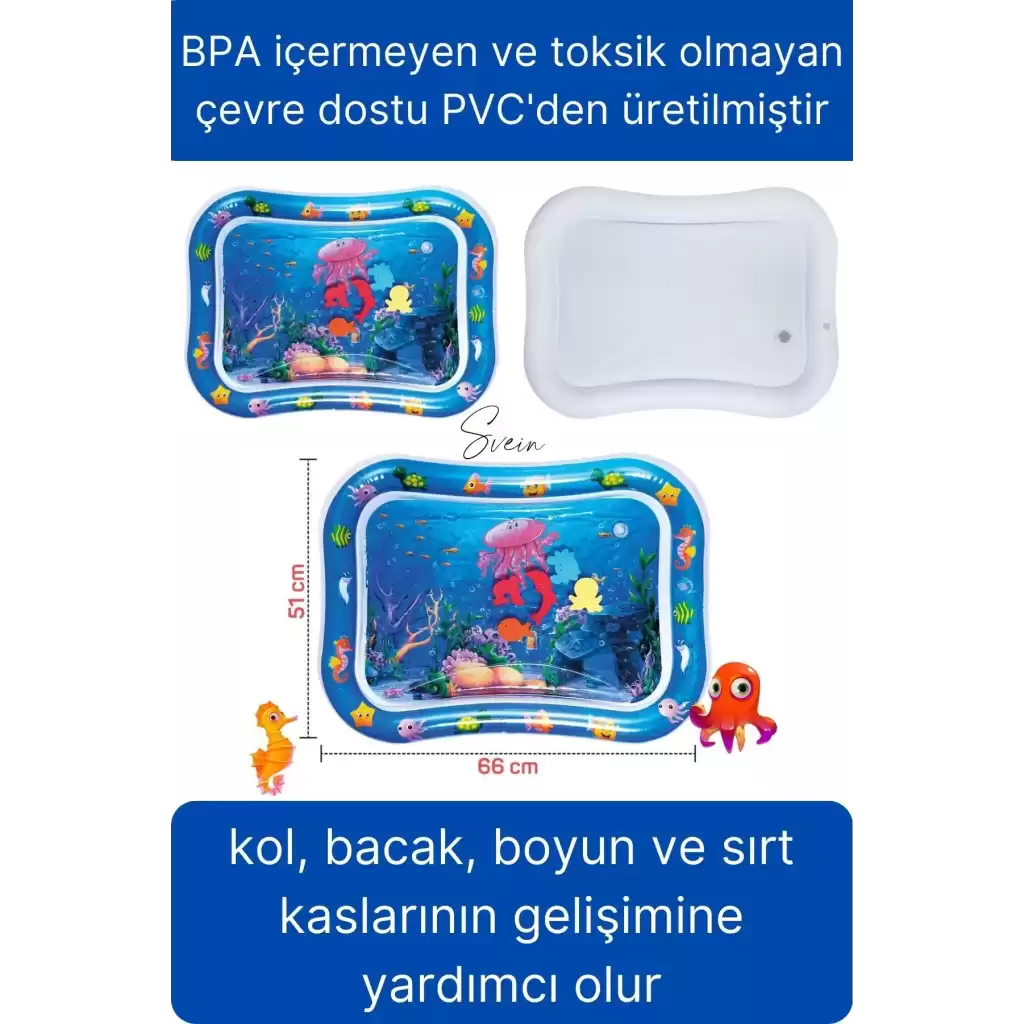Dayanıklı Sızdırmaz Su Oyun Matı Bebek Aktivite Oyuncağı BPA İçermez Emekleme Zamanı Duyusal Gelişim