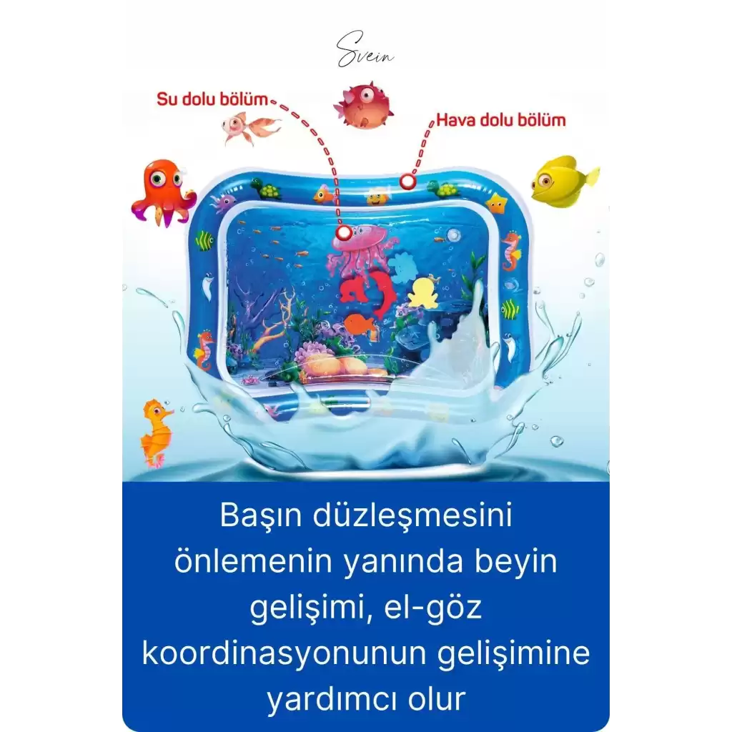 Dayanıklı Sızdırmaz Su Oyun Matı Bebek Aktivite Oyuncağı BPA İçermez Emekleme Zamanı Duyusal Gelişim