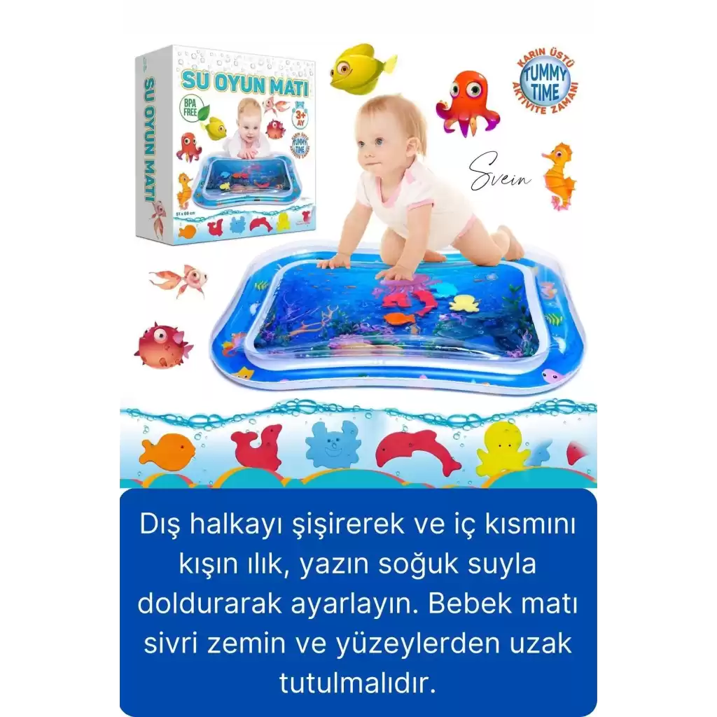 Dayanıklı Sızdırmaz Su Oyun Matı Bebek Aktivite Oyuncağı BPA İçermez Emekleme Zamanı Duyusal Gelişim