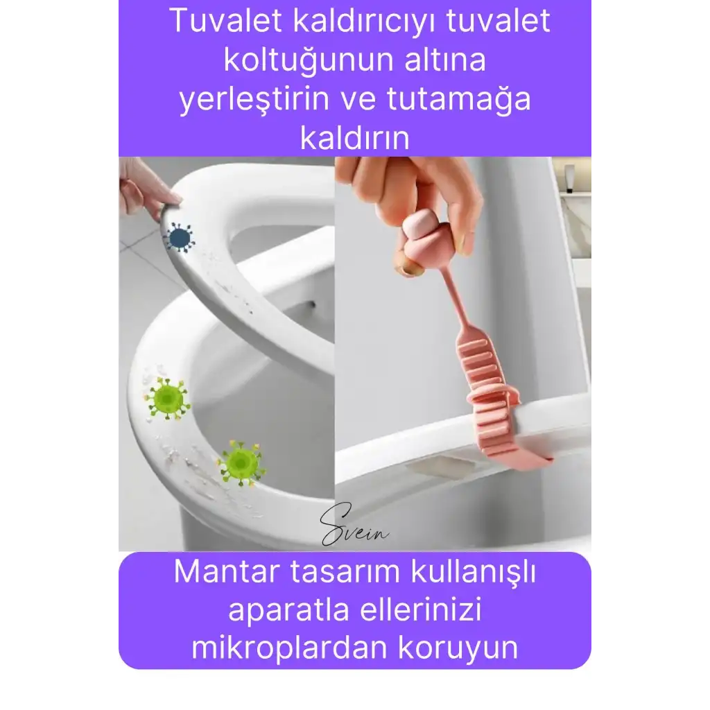 2 Adet Klozet Kapağı Kaldırma Hijyen Aparatı Tutucu Mantar Tasarım Silikon Esnek Pratik Banyo İçin