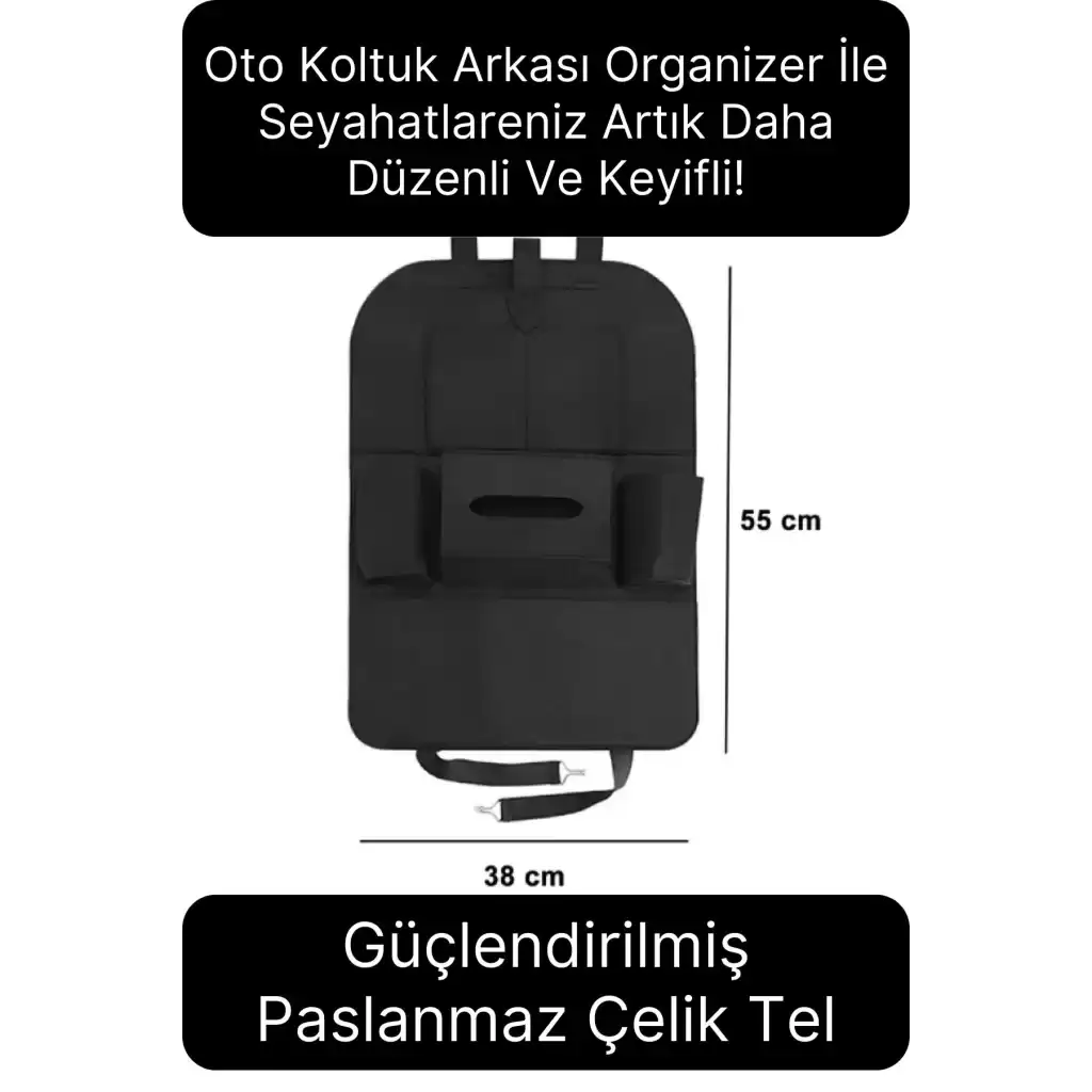 Oto Koltuk Arkası Organizer Düzenleme Çok Gözlü İstifleme Depolama Oto Kılıf Keçe Dayanıklı Cepli