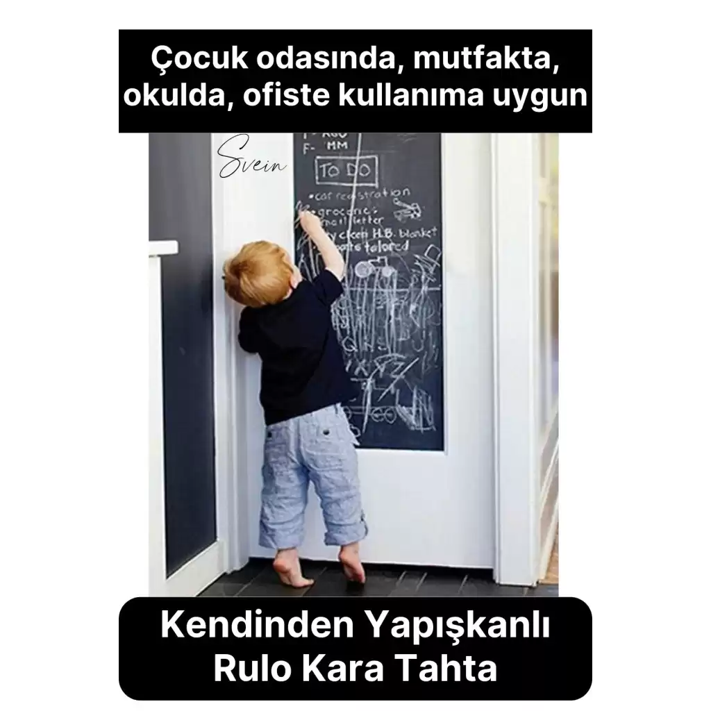 Büyük Boy Kendinden Yapışkanlı Rulo Kara Tahta Sticker Blackboard Siyah Okul İş İçin Yazı Tahtası