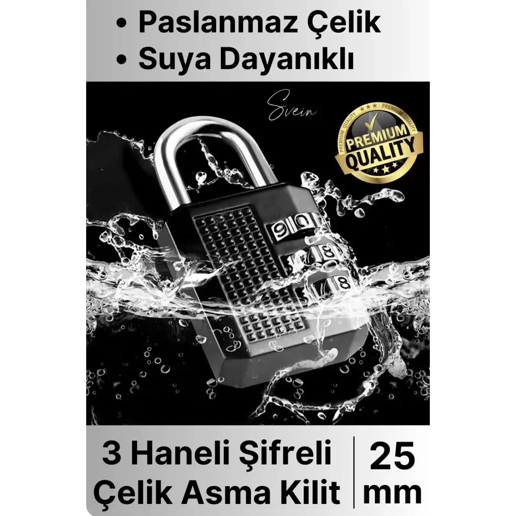 25 mm 3 Basamaklı Haneli Şifreli Premium Paslanmaz Çelik Küçük Ekstra Güçlü Şifreli Asma Kilit