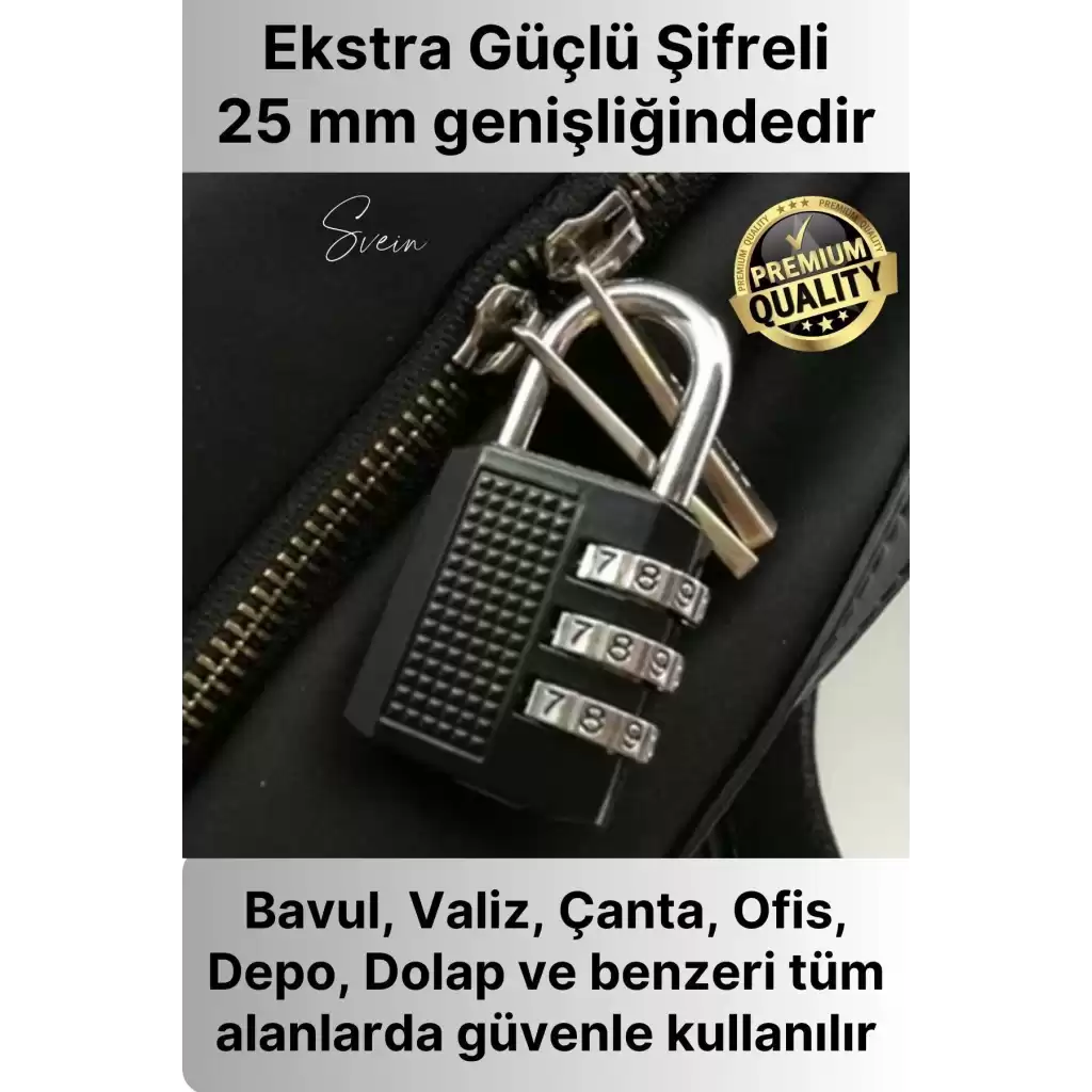 25 mm 3 Basamaklı Haneli Şifreli Premium Paslanmaz Çelik Küçük Ekstra Güçlü Şifreli Asma Kilit