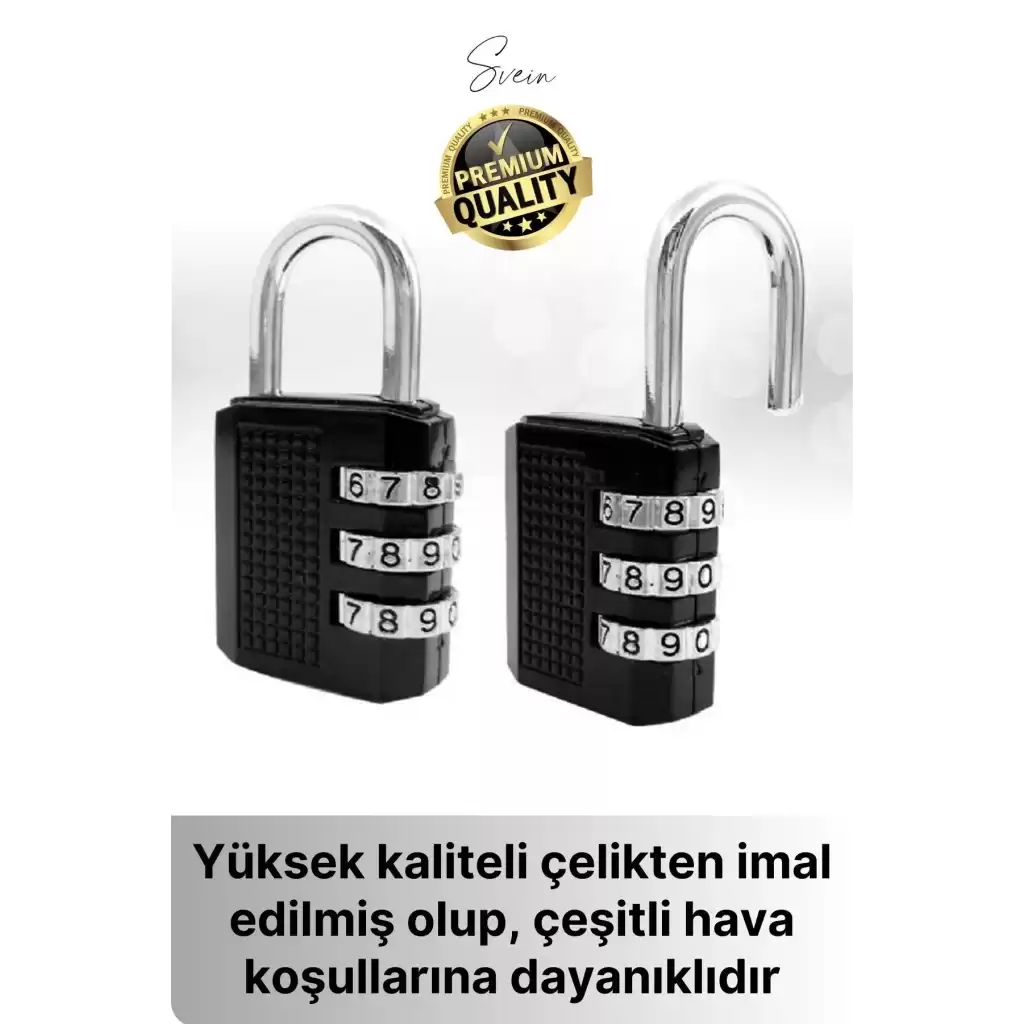 25 mm 3 Basamaklı Haneli Şifreli Premium Paslanmaz Çelik Küçük Ekstra Güçlü Şifreli Asma Kilit