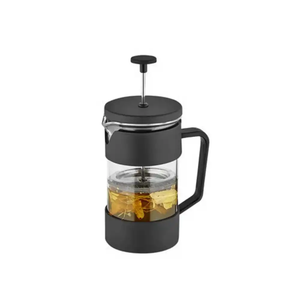 Premium Kahve ve Bitki Çayı Demleme Hazırlayıcı French Press Pratik Kulplu Demlik 350 ml Siyah