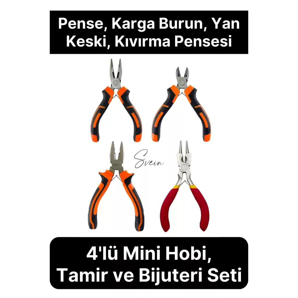 Premium Mini 4lü Karga Burun Yan Keski Kıvırma Pense Seti Hobi Bijuteri Takı Yapım El Aleti Çelik
