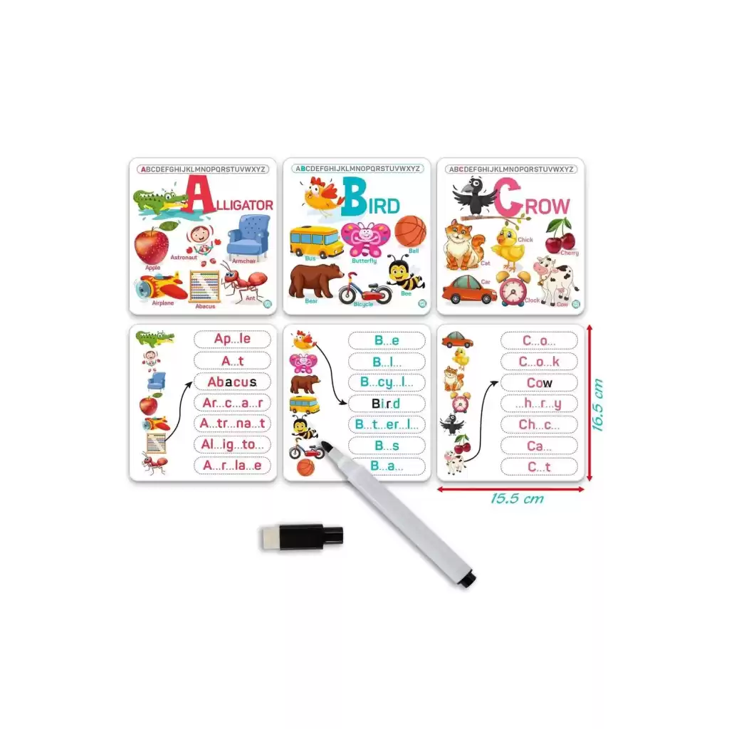 English Alphabet İngilizce Alfabe Yaz-sil Aktivite Kartları Eğitici Öğretici İlk Kelimeler Dil Seti