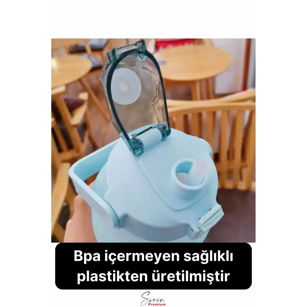 2li Pipetli Sızdırmaz Bpa free Motivasyon Sporcu Suluk Matara Günlük Su Şişesi 2 lt 900 ml