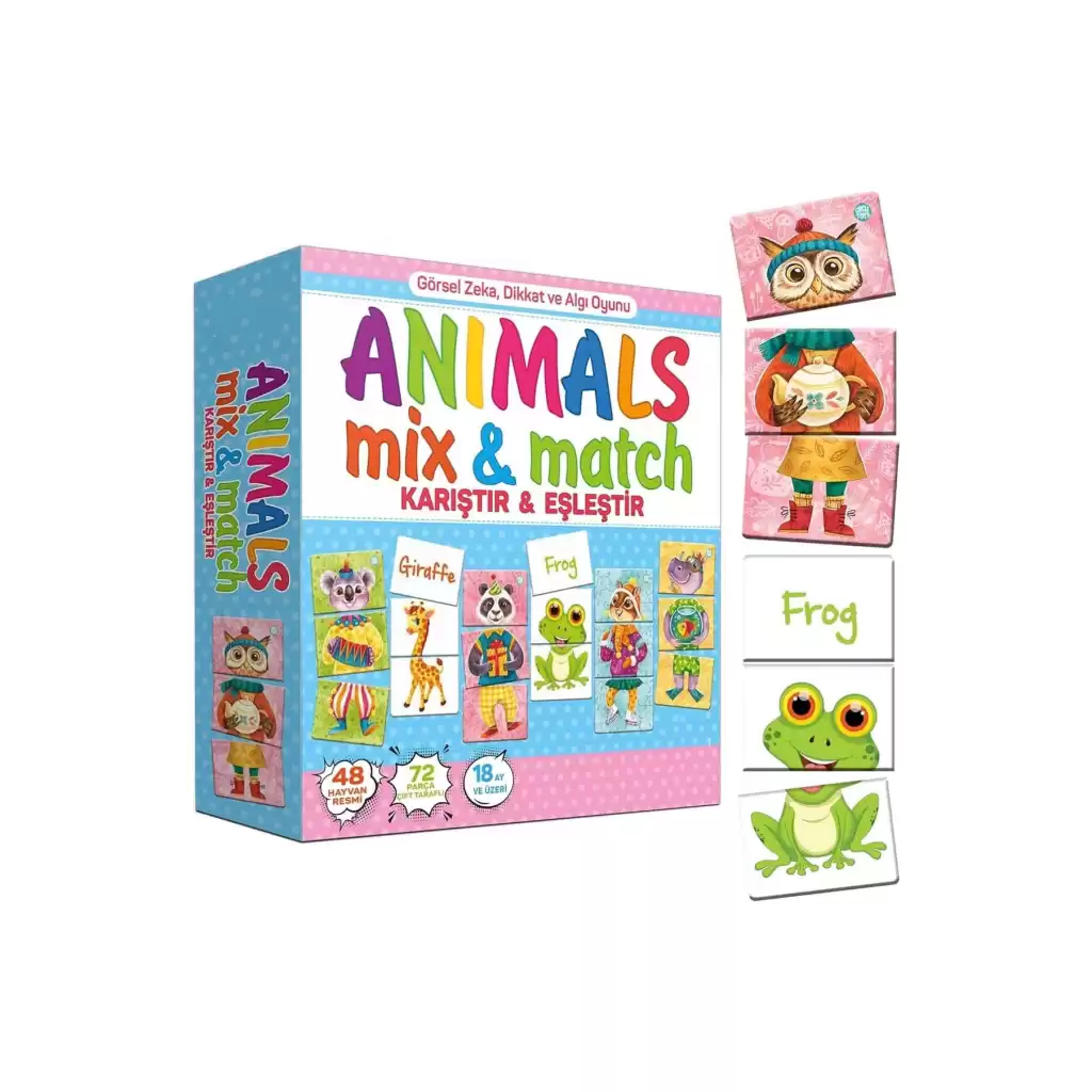 Premium Kutulu Eğitici Öğretici Animals Mix & Match Eşleştirme El Göz Koordinasyon Motor Beceri Oyun