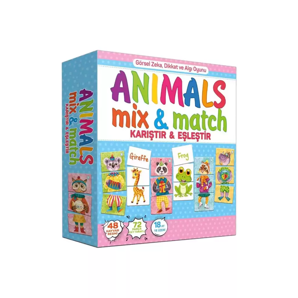 Premium Kutulu Eğitici Öğretici Animals Mix & Match Eşleştirme El Göz Koordinasyon Motor Beceri Oyun