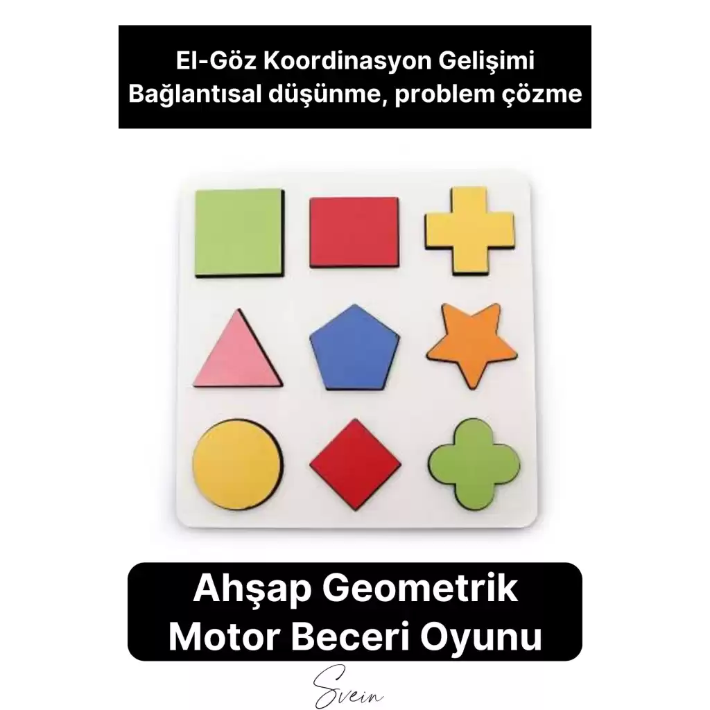 Eğitici Öğretici Ahşap Renkli Geometrik Şekil Yerleştirme Birleştirme Oyuncağı 9lu Okul Öncesi
