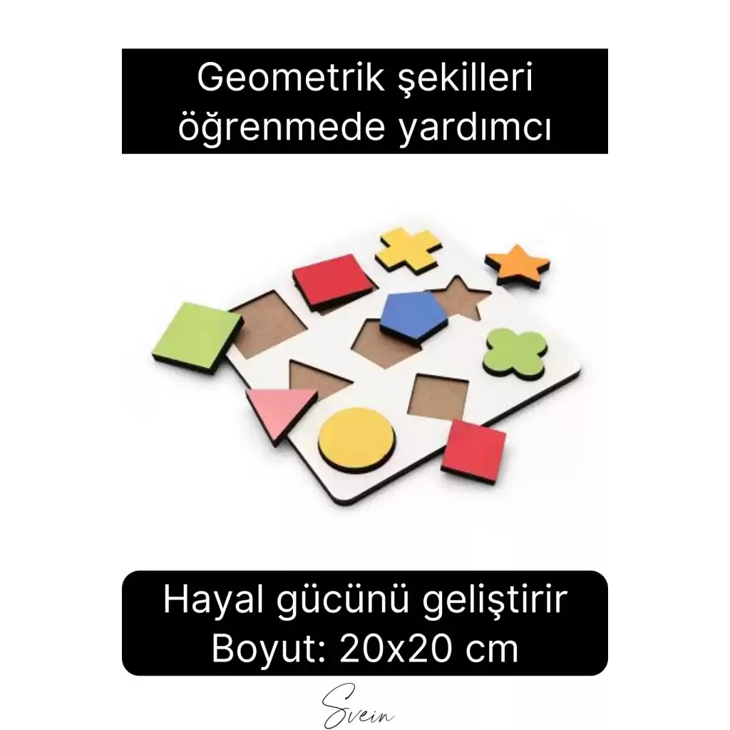 Eğitici Öğretici Ahşap Renkli Geometrik Şekil Yerleştirme Birleştirme Oyuncağı 9lu Okul Öncesi