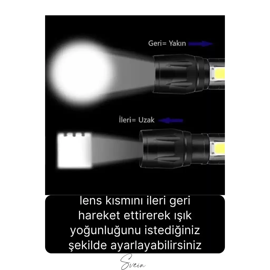 3 Modlu Güçlü Usb Type-C Şarjlı Mini Su Geçirmez Metal Taşınabilir Kutulu Kamp Işık Led El Feneri