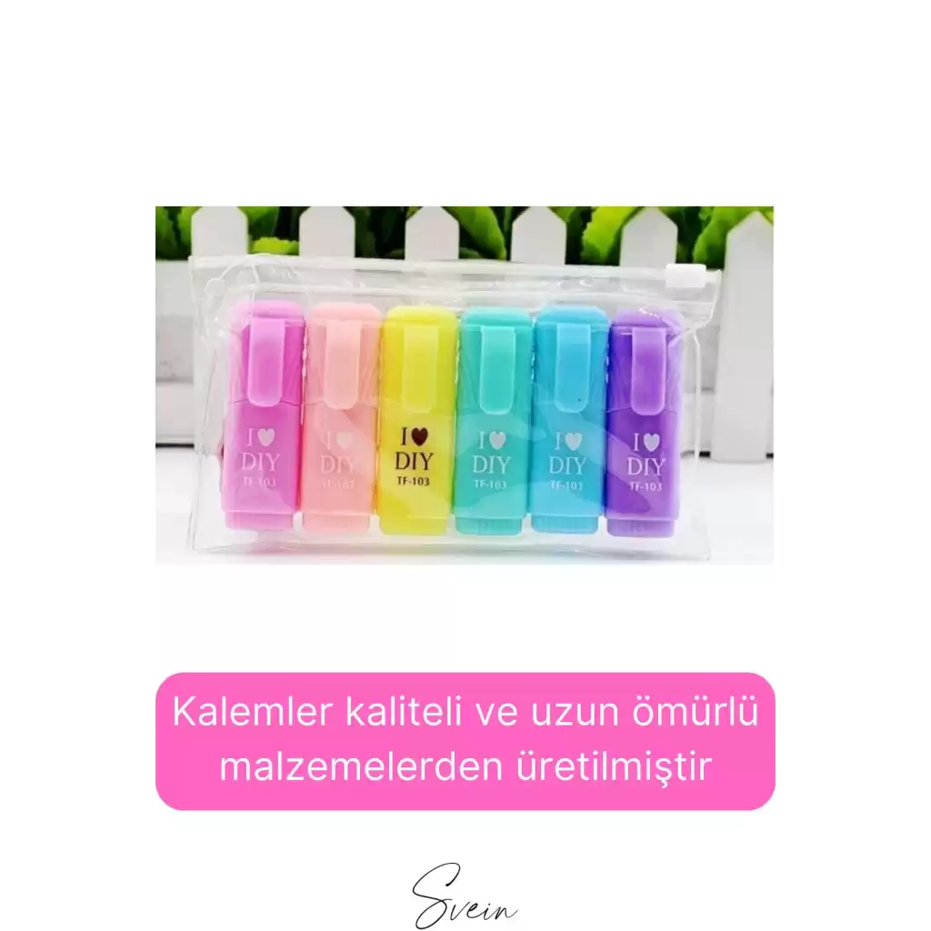 6lı Mini Pastel Renkli Düz Fosforlu İşaretleme Kalemi Öğrenci Sevimli Kılıflı Okul Çocuk Boya Seti
