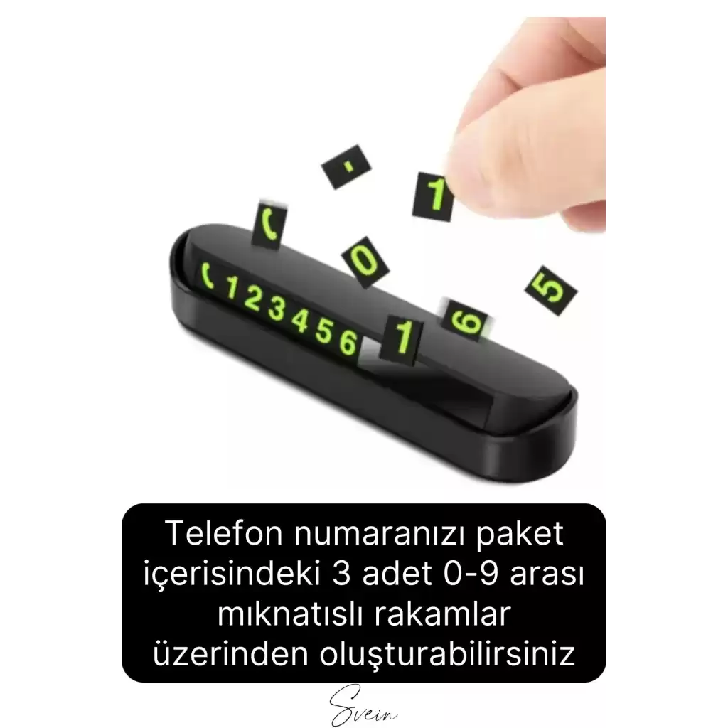 Premium Oto Araba Torpido Göğüs Üstü Araç İçi Fosforlu Telefon Numaratör Yazısı Aç Kapa Park Numara