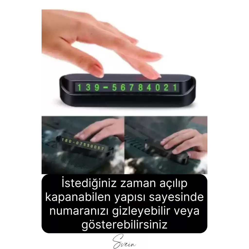 Premium Oto Araba Torpido Göğüs Üstü Araç İçi Fosforlu Telefon Numaratör Yazısı Aç Kapa Park Numara