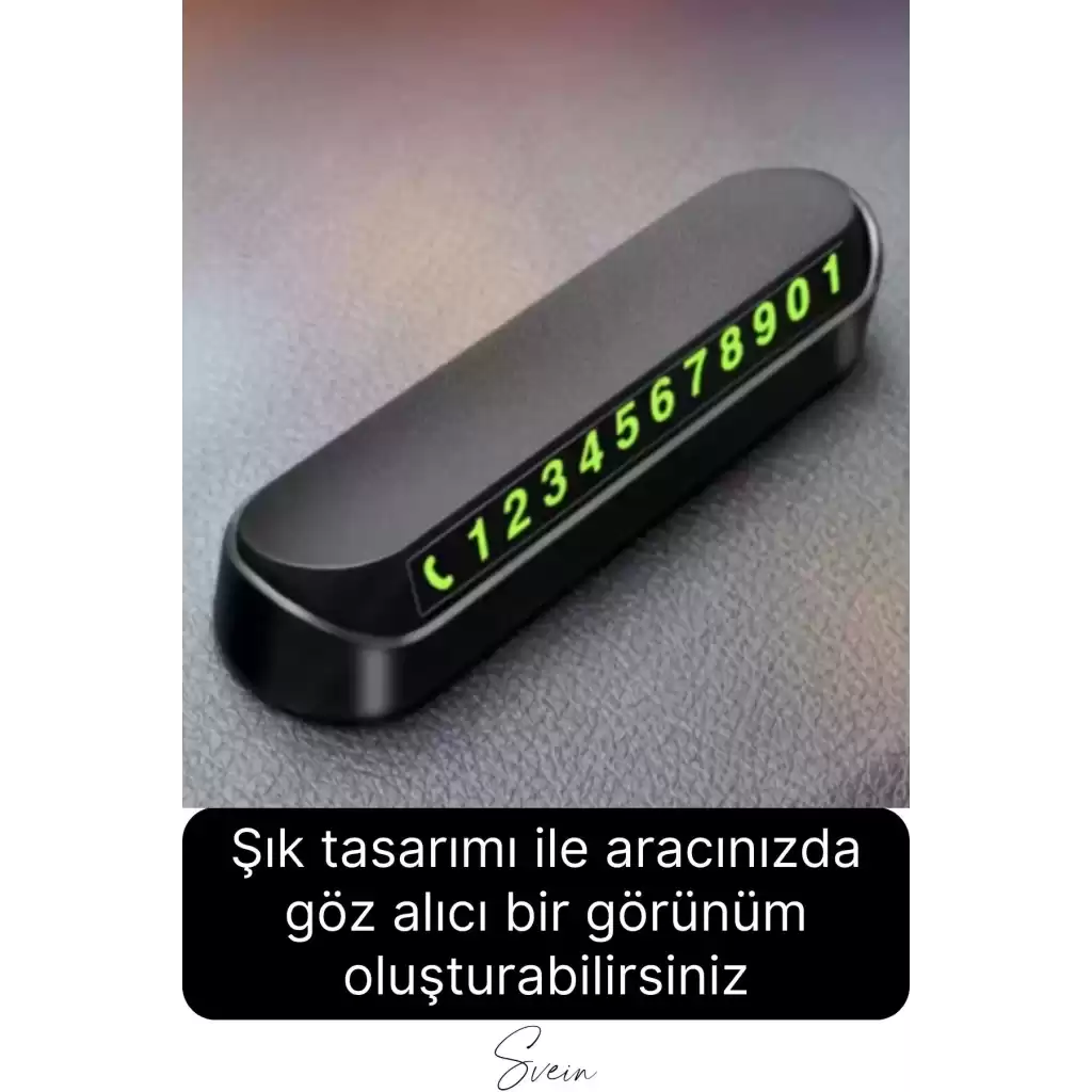 Premium Oto Araba Torpido Göğüs Üstü Araç İçi Fosforlu Telefon Numaratör Yazısı Aç Kapa Park Numara