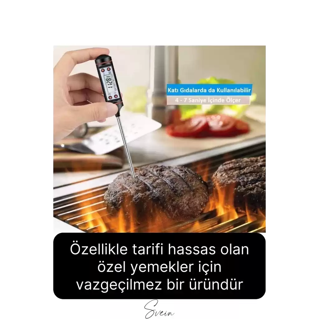 Dijital Gıda Et Tavuk Yemek Pişirme Çubuk Termometre Profesyonel Barbekü Sıcaklık Ölçer Mutfak