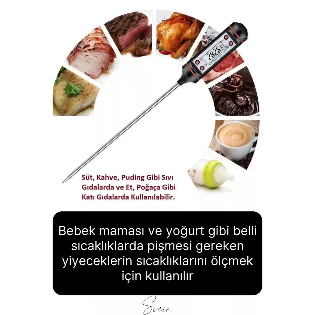 Dijital Gıda Et Tavuk Yemek Pişirme Çubuk Termometre Profesyonel Barbekü Sıcaklık Ölçer Mutfak