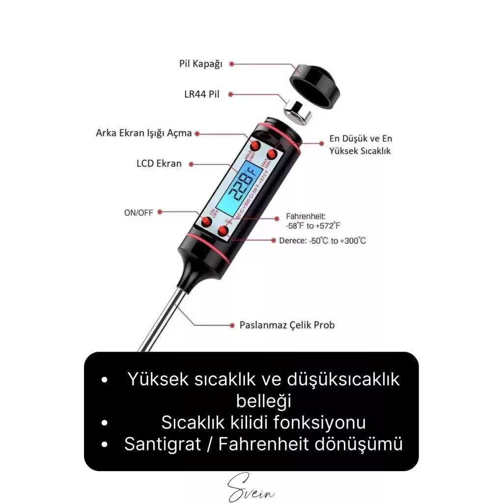 Dijital Gıda Et Tavuk Yemek Pişirme Çubuk Termometre Profesyonel Barbekü Sıcaklık Ölçer Mutfak