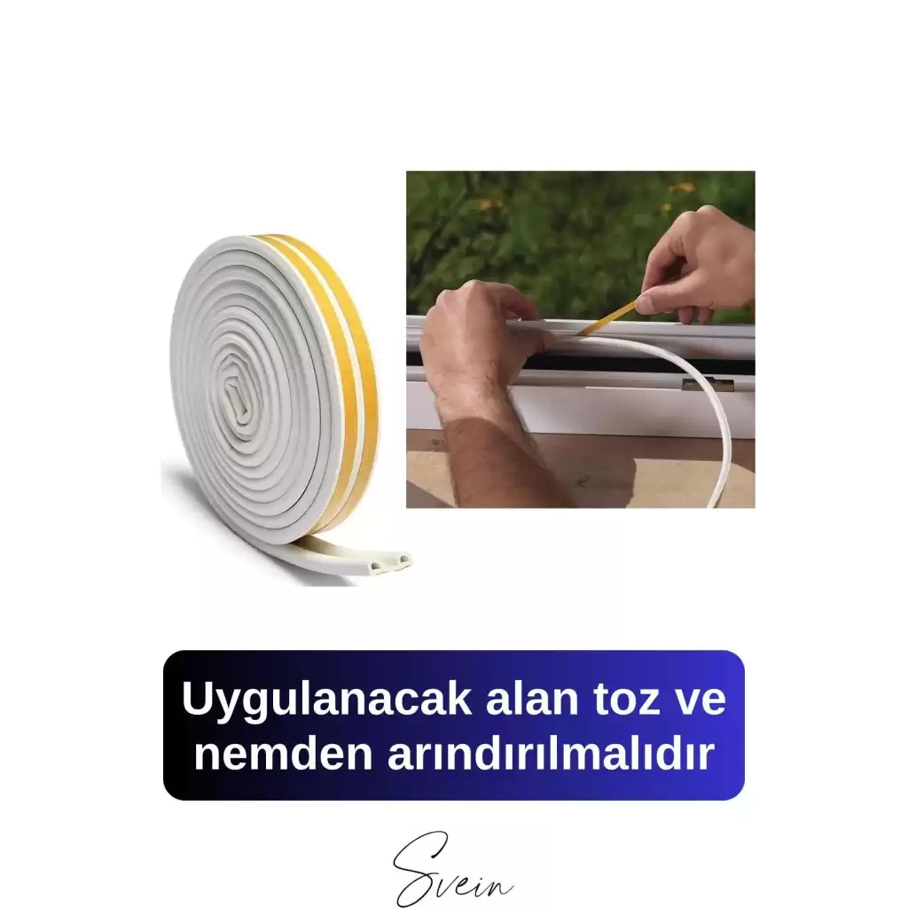 Kapı Pencere Fitili Soğuk İzolasyon Bandı Kendinden Yapışkanlı Güçlü Kauçuk Yalıtım Bant 2x10=20 Mt