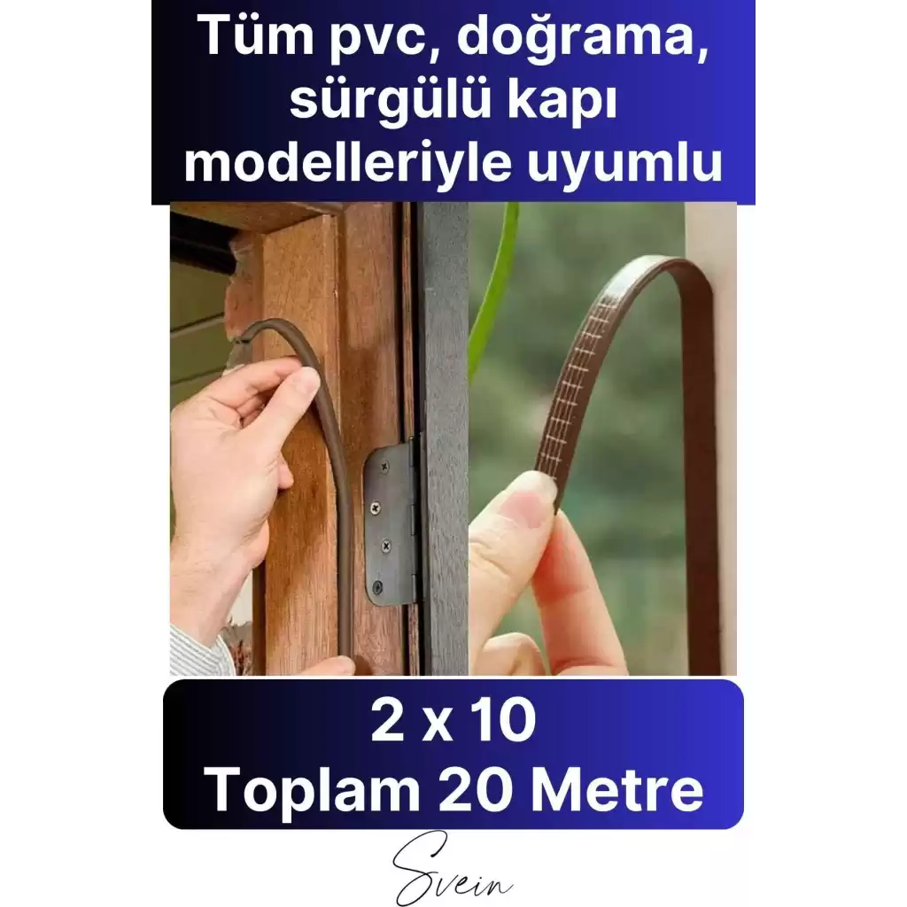 Kapı Pencere Fitili Soğuk İzolasyon Bandı Kendinden Yapışkanlı Güçlü Kauçuk Yalıtım Bant 2x10=20 Mt
