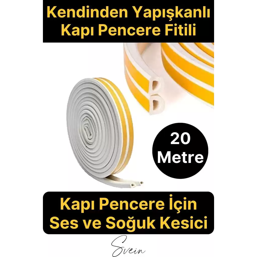 Pvc Doğrama Pencere Fitili İzolasyon Bandı Kendinden Yapışkanlı Beyaz Kauçuk Yalıtım Bant 2x10=20 Mt