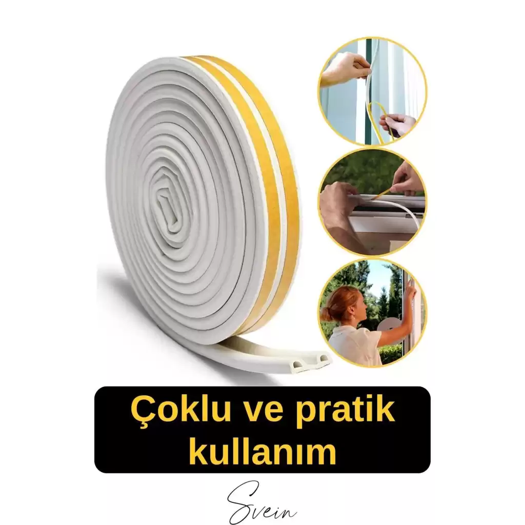 Pvc Doğrama Pencere Fitili İzolasyon Bandı Kendinden Yapışkanlı Beyaz Kauçuk Yalıtım Bant 2x10=20 Mt