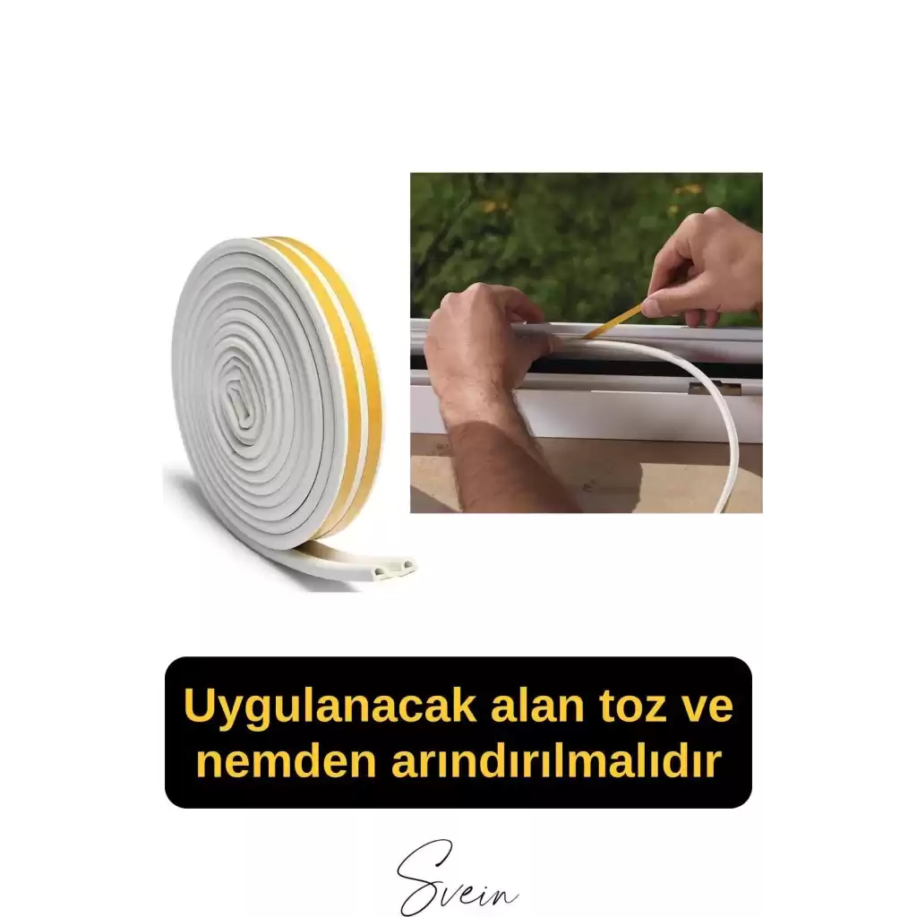 Pvc Doğrama Pencere Fitili İzolasyon Bandı Kendinden Yapışkanlı Beyaz Kauçuk Yalıtım Bant 2x10=20 Mt