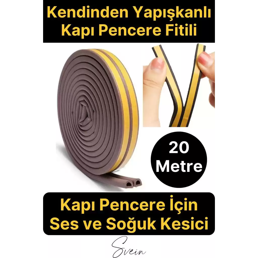 Pvc Doğrama Pencere Fitili İzolasyon Bandı Kendinden Yapışkanlı Kahve Kauçuk Yalıtım Bant 2x10=20 Mt