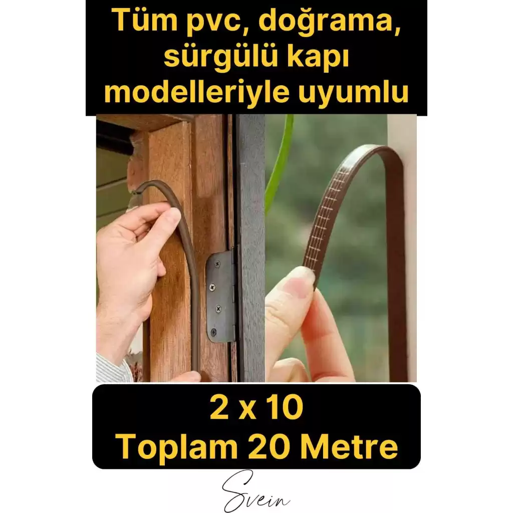 Pvc Doğrama Pencere Fitili İzolasyon Bandı Kendinden Yapışkanlı Kahve Kauçuk Yalıtım Bant 2x10=20 Mt