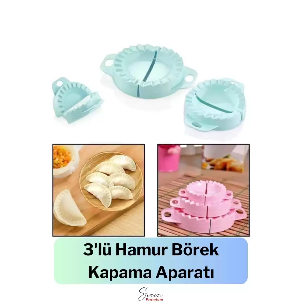 Premium 3 Boy Ravioli, Mantı, Kurabiye, Poğaça, Çi Börek ve Hamur Kalıbı Aparatı Pratik Şekil Verme