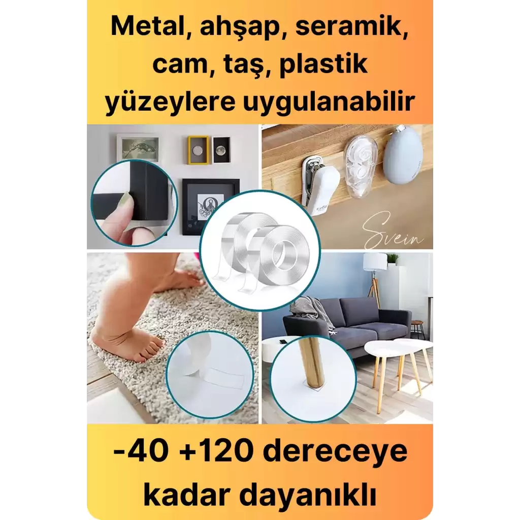 100 Kg Şeffaf Çift Taraflı Çok Amaçlı Güçlü Tamir Silikon Bant Dış Mekan Akrilik Bandı 18 mm-2 mt
