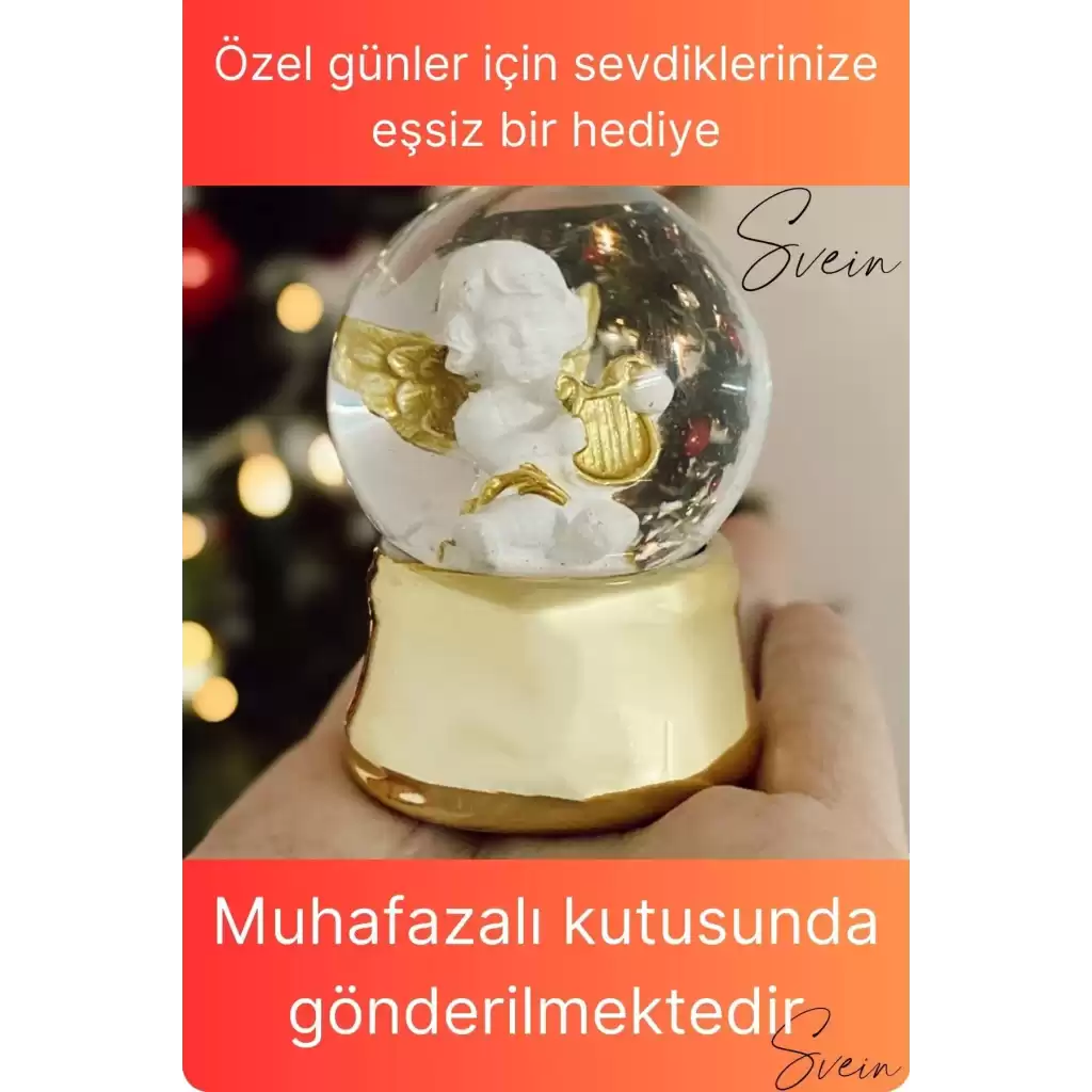 Premium Sevgiliye Anneye Arkadaşa Özel Mini Cam Kar Küresi Yılbaşı Hediyesi Beyaz Melek Temalı