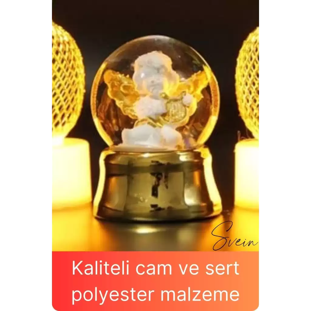 Premium Sevgiliye Anneye Arkadaşa Özel Mini Cam Kar Küresi Yılbaşı Hediyesi Beyaz Melek Temalı